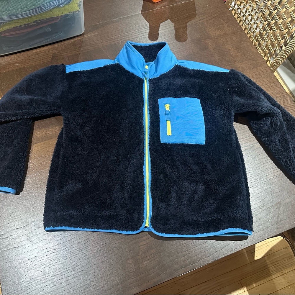 J. Crew Navy and Sky Blue Fleece Jacket